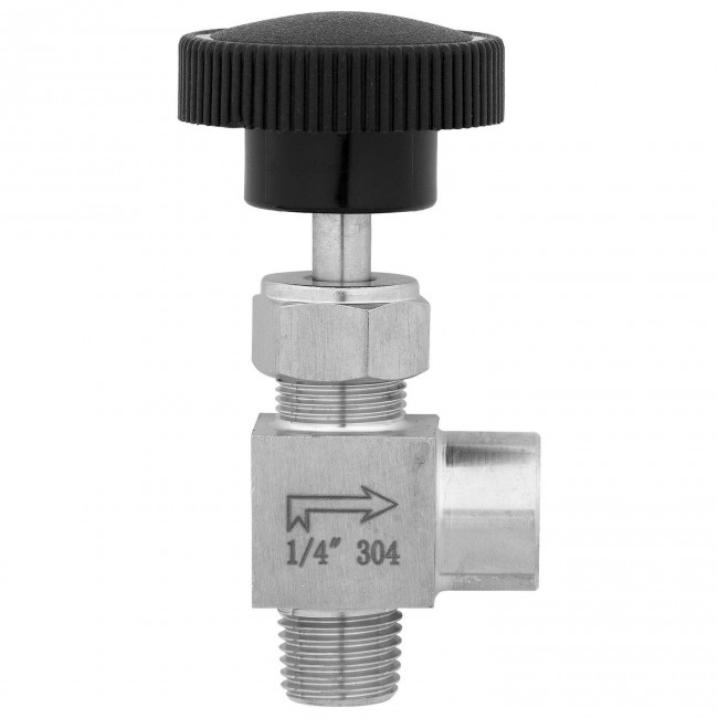 Кран игольчатый угловой НР-ВР 1/4" нерж. Кран игольчатый угловой НР-ВР 1/4" нерж.