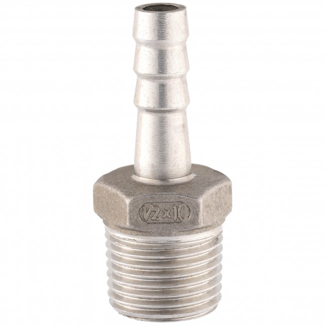 Штуцер ёлочка НР 1/2" AISI 10 мм
