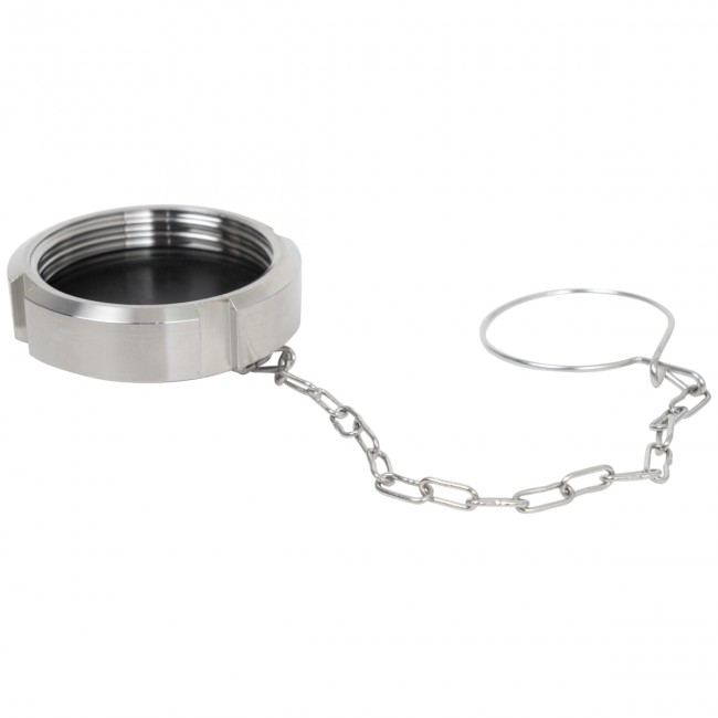 Гайка глухая DN 40 AISI 304 с прокладкой и цепочкой Гайка глухая DN 40 AISI 304 с прокладкой и цепочкой