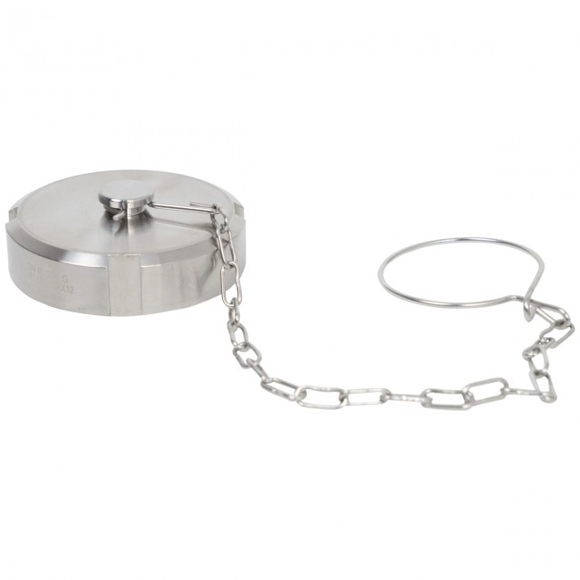 Гайка глухая DN 40 AISI 304 с прокладкой и цепочкой Гайка глухая DN 40 AISI 304 с прокладкой и цепочкой