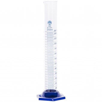 Цилиндр мерный на пластмассовой подставке 250 мл.  Цилиндр мерный на пластмассовой подставке 250 мл.