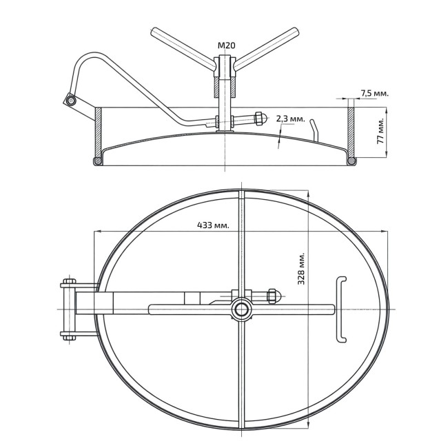 Люк овальный 430х330х80 под давление Люк овальный 430х330х80 под давление