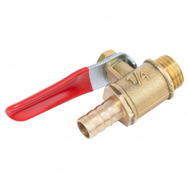 Кран шаровый НР 1/4" штуцер ёлочка 8 мм латунь Кран шаровый НР 1/4" штуцер ёлочка 8 мм латунь