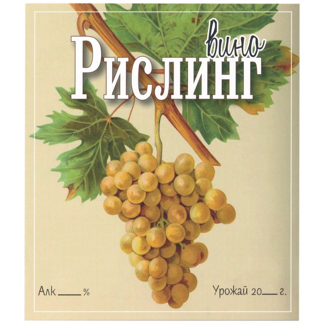 Этикетка самоклеящаяся "Вино Рислинг" 95*110 мм Этикетка самоклеящаяся "Вино Рислинг" 95*110 мм
