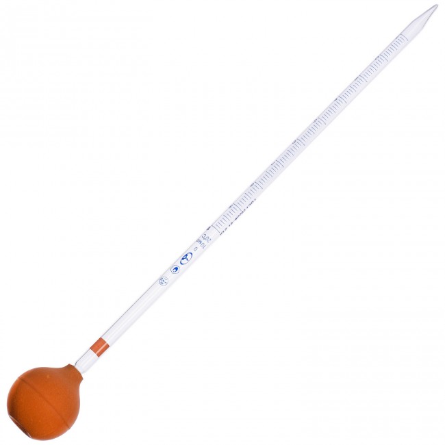 Пипетка стеклянная с грушей 10 мл.