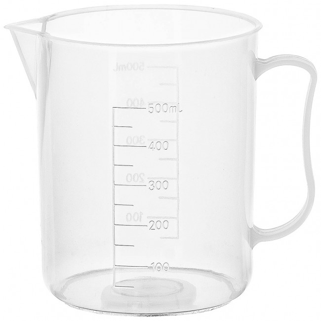 Мензурка полипропиленовая 500 мл. с ручкой Мензурка полипропиленовая 500 мл. с ручкой