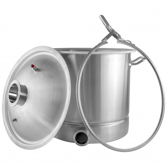 Куб 50 л с зиговкой, отвод ВР 3/4, штуцер Clamp 2,0", тройное дно 40*40 с купол.крышкой Куб 50 л с зиговкой, отвод ВР 3/4, штуцер Clamp 2,0", тройное дно 40*40 с купол.крышкой