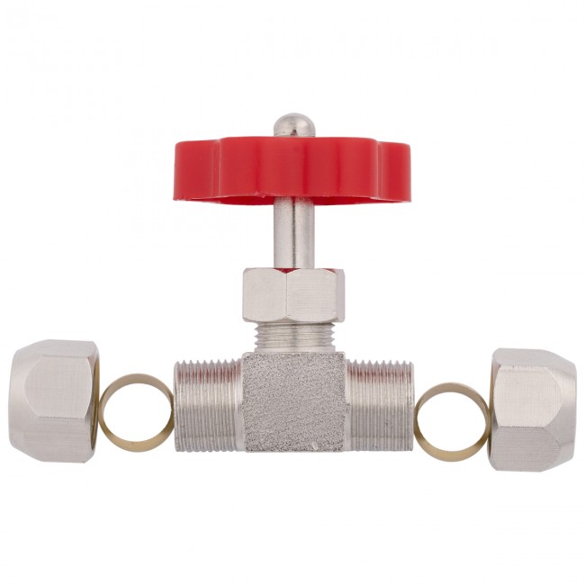 Кран игольчатый под трубку 12 мм.