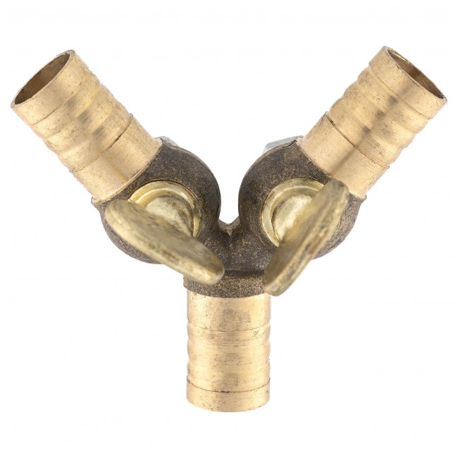 Тройник ёлочка 10-10-10 латунь с кранами Тройник ёлочка 10-10-10 латунь с кранами
