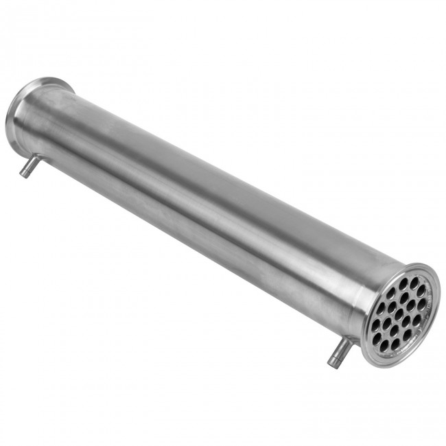 Холодильник кожухотрубный 500 мм. CLAMP 3,0" AISI штуцер 10 мм. Холодильник кожухотрубный 500 мм. CLAMP 3,0" AISI штуцер 10 мм.