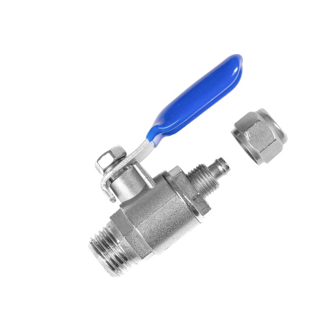 Кран шаровый НР 1/4" с зажимной гайкой Кран шаровый НР 1/4" с зажимной гайкой